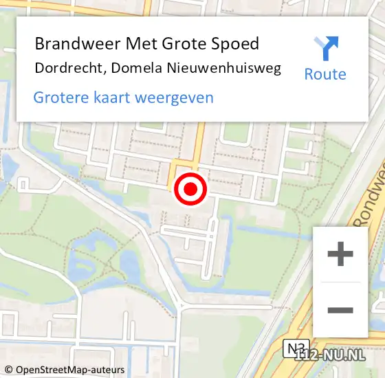 Locatie op kaart van de 112 melding: Brandweer Met Grote Spoed Naar Dordrecht, Domela Nieuwenhuisweg op 2 juli 2015 14:50
