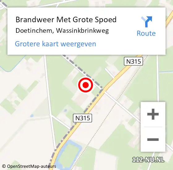 Locatie op kaart van de 112 melding: Brandweer Met Grote Spoed Naar Doetinchem, Wassinkbrinkweg op 2 juli 2015 14:55