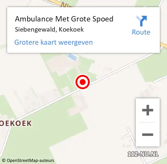 Locatie op kaart van de 112 melding: Ambulance Met Grote Spoed Naar Siebengewald, Koekoek op 2 juli 2015 15:05