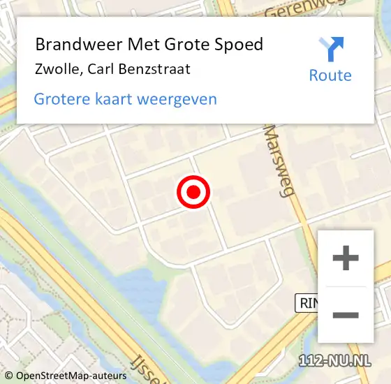 Locatie op kaart van de 112 melding: Brandweer Met Grote Spoed Naar Zwolle, Carl Benzstraat op 2 juli 2015 15:08