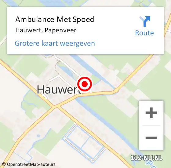 Locatie op kaart van de 112 melding: Ambulance Met Spoed Naar Hauwert, Papenveer op 2 juli 2015 15:32