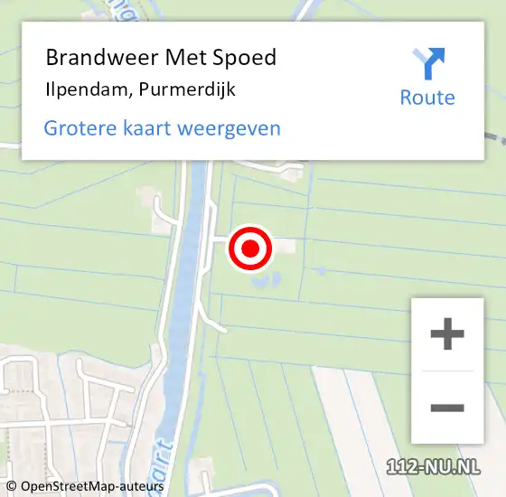 Locatie op kaart van de 112 melding: Brandweer Met Spoed Naar Ilpendam, Purmerdijk op 2 juli 2015 15:58