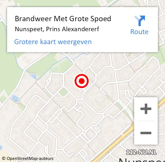 Locatie op kaart van de 112 melding: Brandweer Met Grote Spoed Naar Nunspeet, Prins Alexandererf op 12 november 2013 20:11