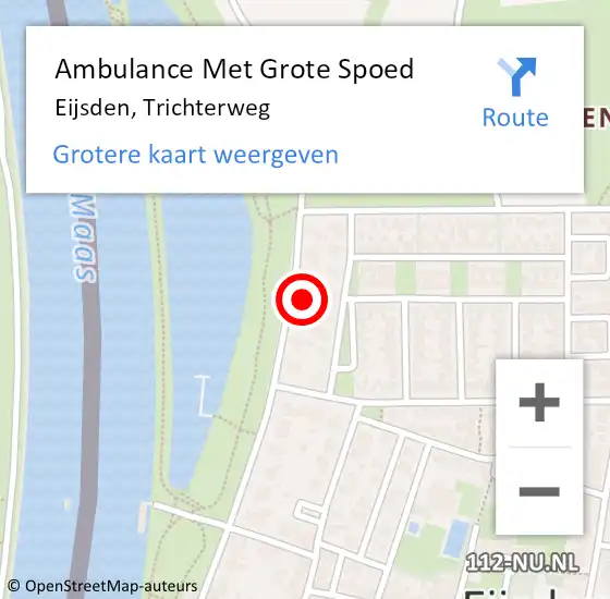 Locatie op kaart van de 112 melding: Ambulance Met Grote Spoed Naar Eijsden, Trichterweg op 2 juli 2015 17:10