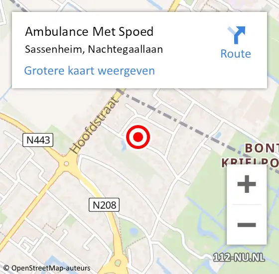 Locatie op kaart van de 112 melding: Ambulance Met Spoed Naar Sassenheim, Nachtegaallaan op 2 juli 2015 17:35