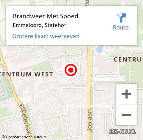 Locatie op kaart van de 112 melding: Brandweer Met Spoed Naar Emmeloord, Statehof op 2 juli 2015 18:32