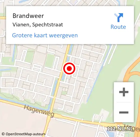 Locatie op kaart van de 112 melding: Brandweer Vianen, Spechtstraat op 2 juli 2015 19:04