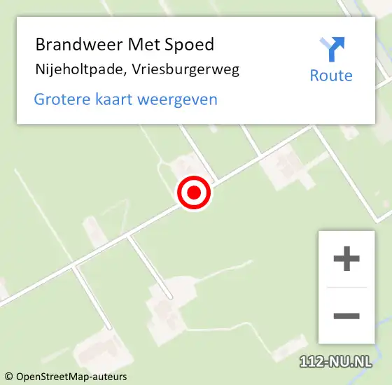 Locatie op kaart van de 112 melding: Brandweer Met Spoed Naar Nijeholtpade, Vriesburgerweg op 2 juli 2015 19:16