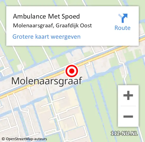 Locatie op kaart van de 112 melding: Ambulance Met Spoed Naar Molenaarsgraaf, Graafdijk Oost op 2 juli 2015 19:49