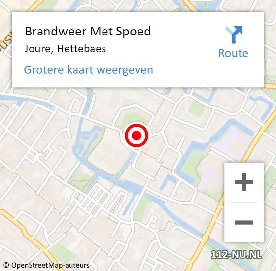 Locatie op kaart van de 112 melding: Brandweer Met Spoed Naar Joure, Hettebaes op 2 juli 2015 20:05