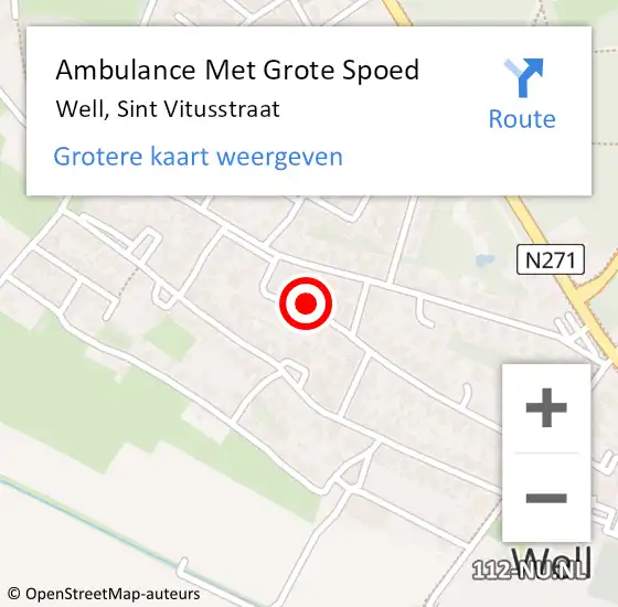 Locatie op kaart van de 112 melding: Ambulance Met Grote Spoed Naar Well, Sint Vitusstraat op 12 november 2013 20:47