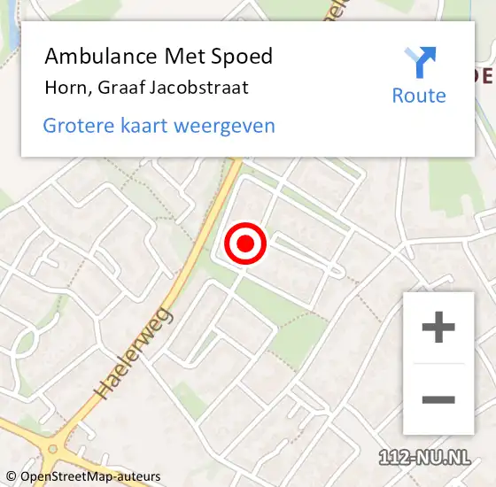 Locatie op kaart van de 112 melding: Ambulance Met Spoed Naar Horn, Graaf Jacobstraat op 2 juli 2015 21:37