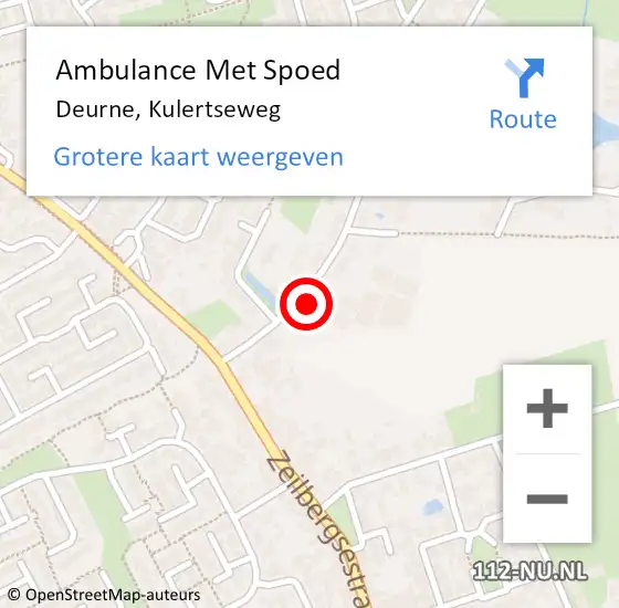 Locatie op kaart van de 112 melding: Ambulance Met Spoed Naar Deurne, Kulertseweg op 2 juli 2015 21:40