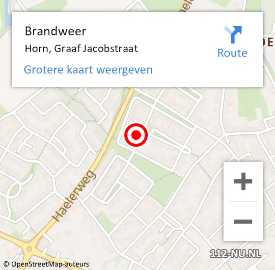 Locatie op kaart van de 112 melding: Brandweer Horn, Graaf Jacobstraat op 2 juli 2015 21:56