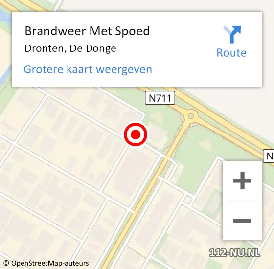 Locatie op kaart van de 112 melding: Brandweer Met Spoed Naar Dronten, De Donge op 2 juli 2015 22:11