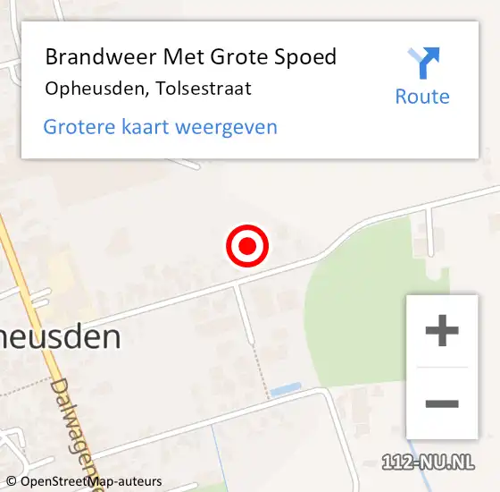 Locatie op kaart van de 112 melding: Brandweer Met Grote Spoed Naar Opheusden, Tolsestraat op 2 juli 2015 22:21