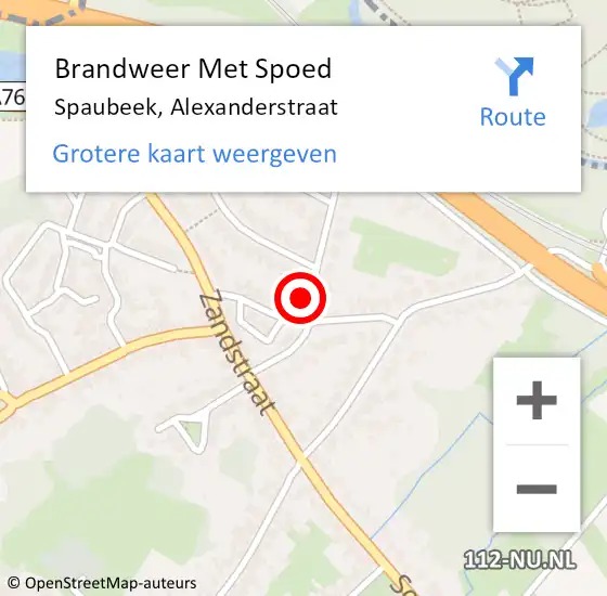 Locatie op kaart van de 112 melding: Brandweer Met Spoed Naar Spaubeek, Alexanderstraat op 2 juli 2015 22:23
