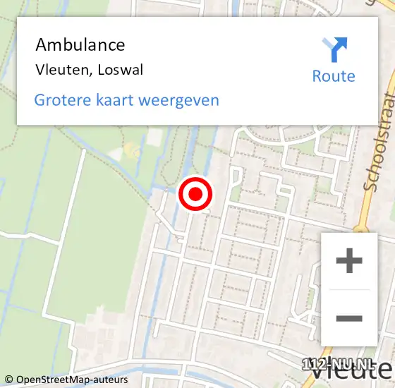 Locatie op kaart van de 112 melding: Ambulance Vleuten, Loswal op 2 juli 2015 22:27