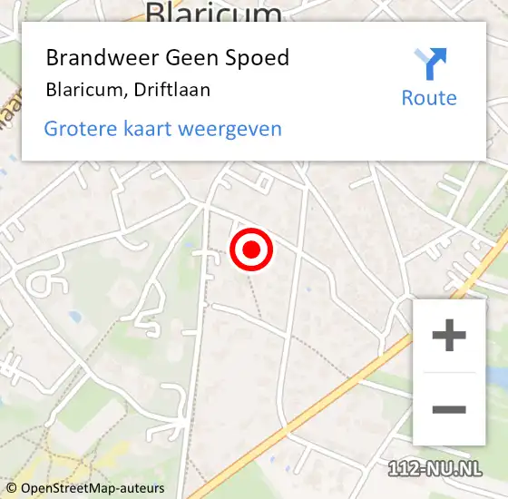 Locatie op kaart van de 112 melding: Brandweer Geen Spoed Naar Blaricum, Driftlaan op 2 juli 2015 23:41