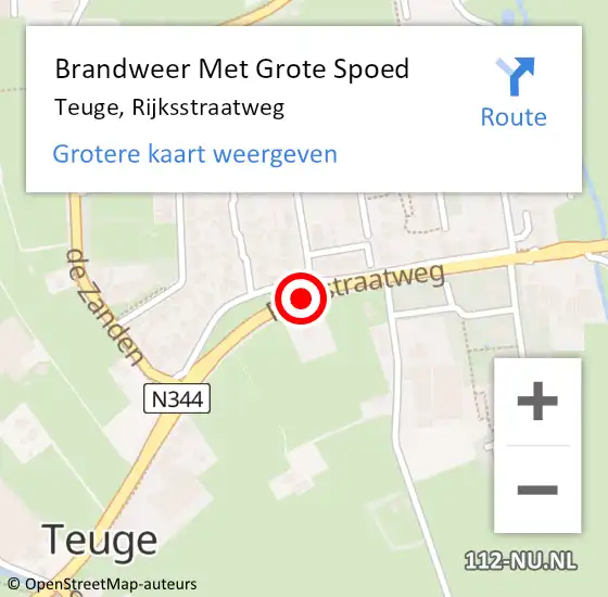 Locatie op kaart van de 112 melding: Brandweer Met Grote Spoed Naar Teuge, Rijksstraatweg op 2 juli 2015 23:43