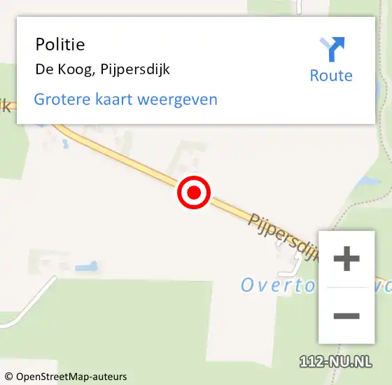 Locatie op kaart van de 112 melding: Politie De Koog, Pijpersdijk op 3 juli 2015 00:10