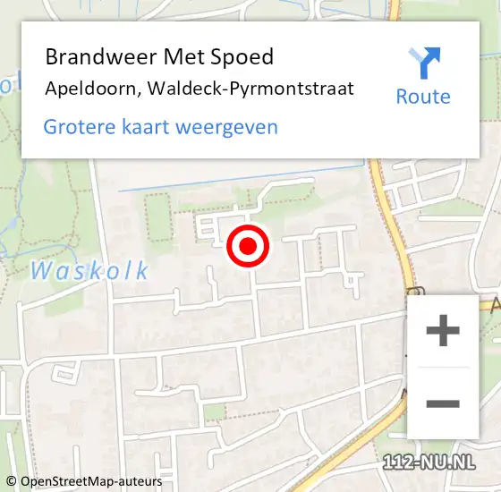 Locatie op kaart van de 112 melding: Brandweer Met Spoed Naar Apeldoorn, Waldeck-Pyrmontstraat op 3 juli 2015 00:59