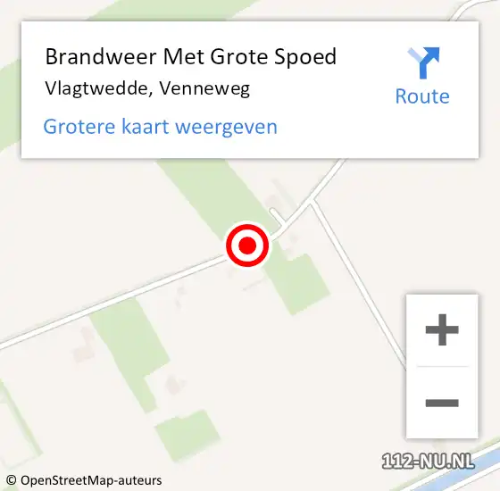 Locatie op kaart van de 112 melding: Brandweer Met Grote Spoed Naar Vlagtwedde, Venneweg op 3 juli 2015 01:47