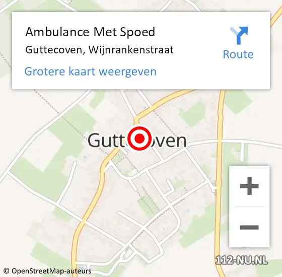 Locatie op kaart van de 112 melding: Ambulance Met Spoed Naar Guttecoven, Wijnrankenstraat op 12 november 2013 21:43