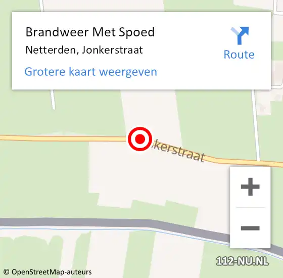 Locatie op kaart van de 112 melding: Brandweer Met Spoed Naar Netterden, Jonkerstraat op 3 juli 2015 03:32