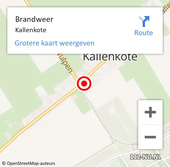 Locatie op kaart van de 112 melding: Brandweer Kallenkote op 3 juli 2015 07:29