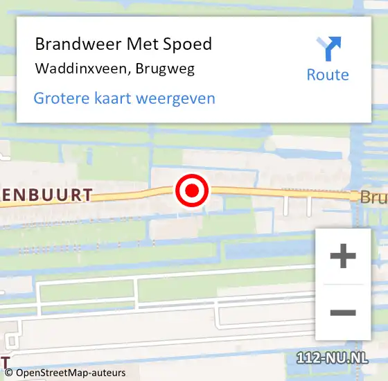 Locatie op kaart van de 112 melding: Brandweer Met Spoed Naar Waddinxveen, Brugweg op 3 juli 2015 07:47