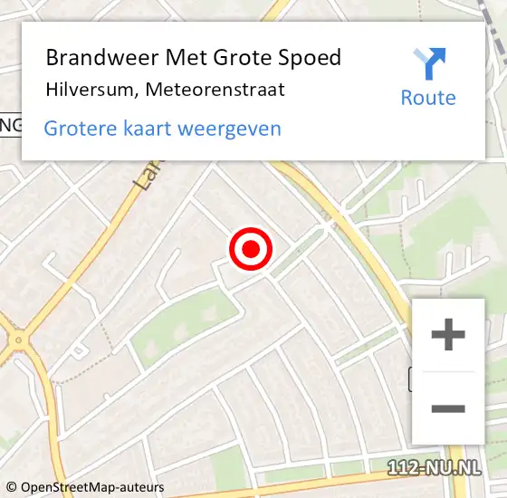 Locatie op kaart van de 112 melding: Brandweer Met Grote Spoed Naar Hilversum, Meteorenstraat op 3 juli 2015 08:37