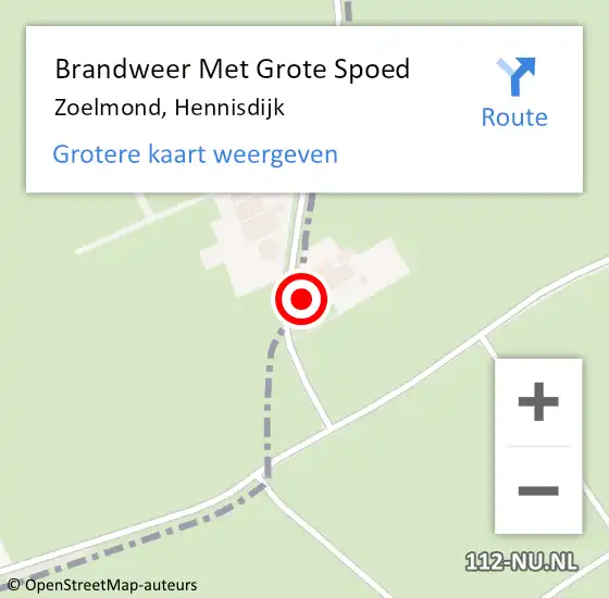 Locatie op kaart van de 112 melding: Brandweer Met Grote Spoed Naar Zoelmond, Hennisdijk op 3 juli 2015 09:53