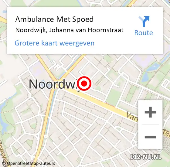 Locatie op kaart van de 112 melding: Ambulance Met Spoed Naar Noordwijk, Johanna Van Hoornstraat op 3 juli 2015 09:56