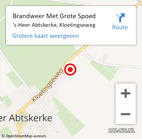 Locatie op kaart van de 112 melding: Brandweer Met Grote Spoed Naar 's-Heer Abtskerke, Kloetingseweg op 3 juli 2015 11:44