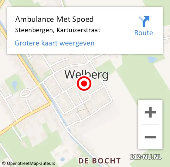 Locatie op kaart van de 112 melding: Ambulance Met Spoed Naar Steenbergen, Kartuizerstraat op 3 juli 2015 11:53