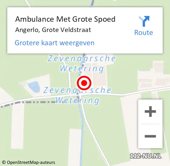 Locatie op kaart van de 112 melding: Ambulance Met Grote Spoed Naar Angerlo, Grote Veldstraat op 3 juli 2015 12:02