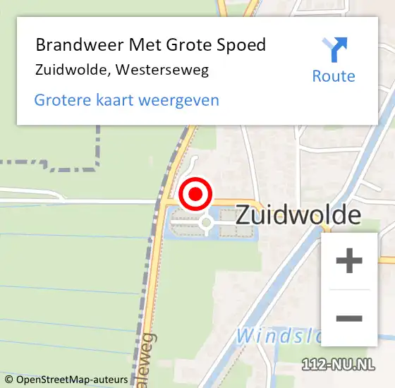 Locatie op kaart van de 112 melding: Brandweer Met Grote Spoed Naar Zuidwolde, Westerseweg op 3 juli 2015 12:58