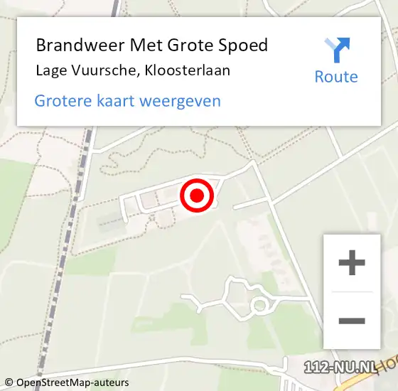 Locatie op kaart van de 112 melding: Brandweer Met Grote Spoed Naar Lage Vuursche, Kloosterlaan op 3 juli 2015 13:31