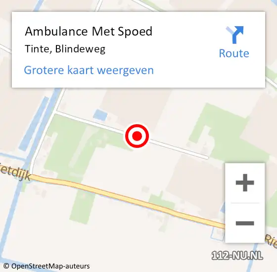 Locatie op kaart van de 112 melding: Ambulance Met Spoed Naar Tinte, Blindeweg op 3 juli 2015 13:33