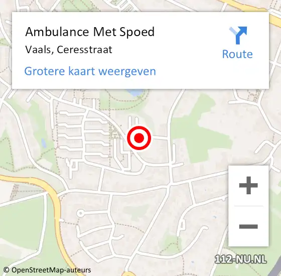 Locatie op kaart van de 112 melding: Ambulance Met Spoed Naar Vaals, Ceresstraat op 3 juli 2015 13:42