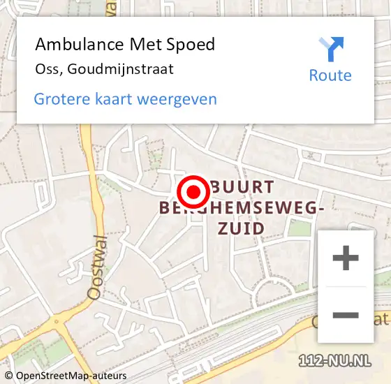 Locatie op kaart van de 112 melding: Ambulance Met Spoed Naar Oss, Goudmijnstraat op 3 juli 2015 13:54