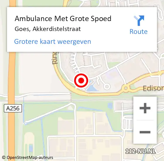 Locatie op kaart van de 112 melding: Ambulance Met Grote Spoed Naar Goes, Akkerdistelstraat op 3 juli 2015 13:57