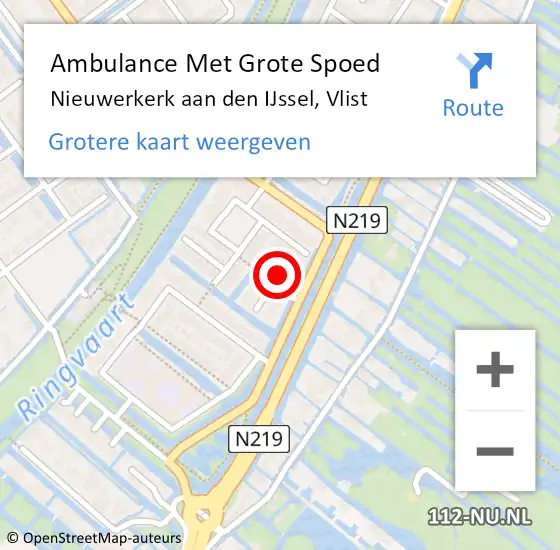 Locatie op kaart van de 112 melding: Ambulance Met Grote Spoed Naar Nieuwerkerk aan den IJssel, Vlist op 3 juli 2015 14:04