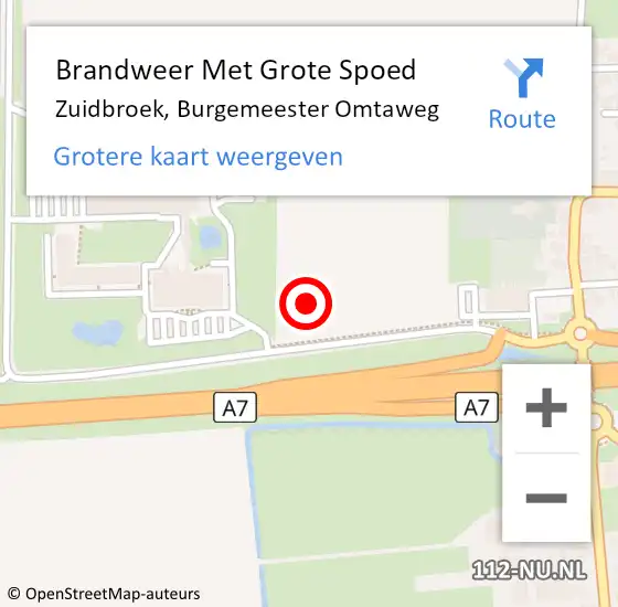 Locatie op kaart van de 112 melding: Brandweer Met Grote Spoed Naar Zuidbroek, Burgemeester Omtaweg op 3 juli 2015 14:06