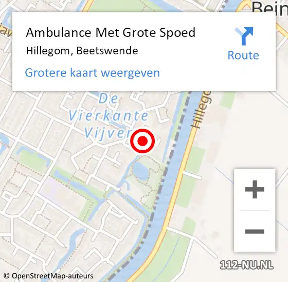 Locatie op kaart van de 112 melding: Ambulance Met Grote Spoed Naar Hillegom, Beetswende op 3 juli 2015 15:30