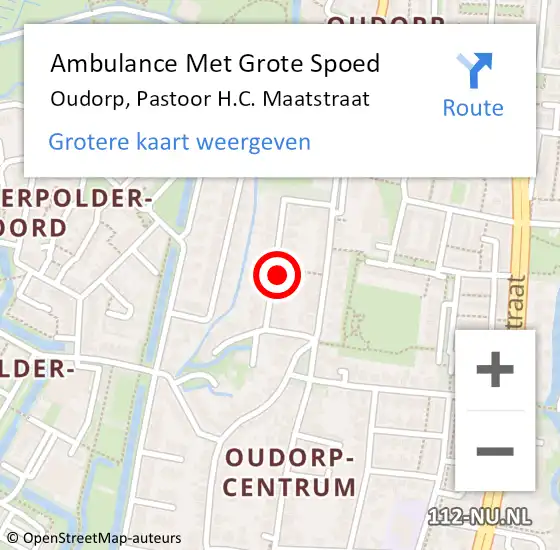 Locatie op kaart van de 112 melding: Ambulance Met Grote Spoed Naar Oudorp, Pastoor H.C. Maatstraat op 3 juli 2015 15:52