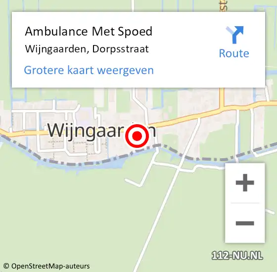 Locatie op kaart van de 112 melding: Ambulance Met Spoed Naar Wijngaarden, Dorpsstraat op 3 juli 2015 16:08