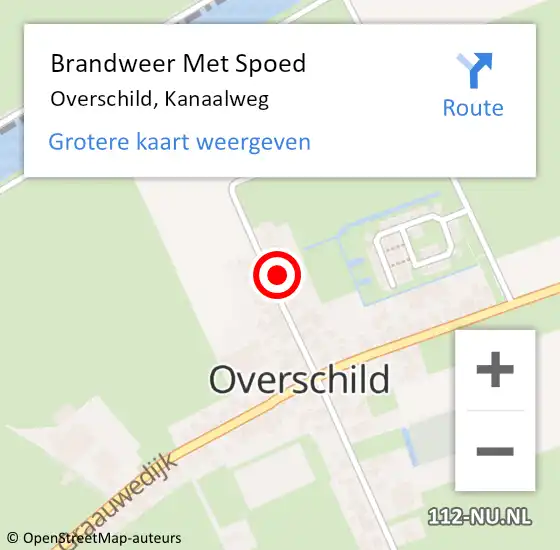 Locatie op kaart van de 112 melding: Brandweer Met Spoed Naar Overschild, Kanaalweg op 3 juli 2015 17:04