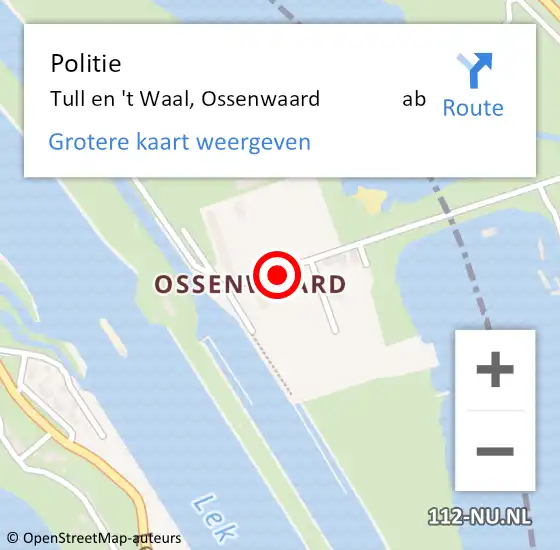 Locatie op kaart van de 112 melding: Politie Tull en 't Waal, Ossenwaard               ab op 3 juli 2015 17:26